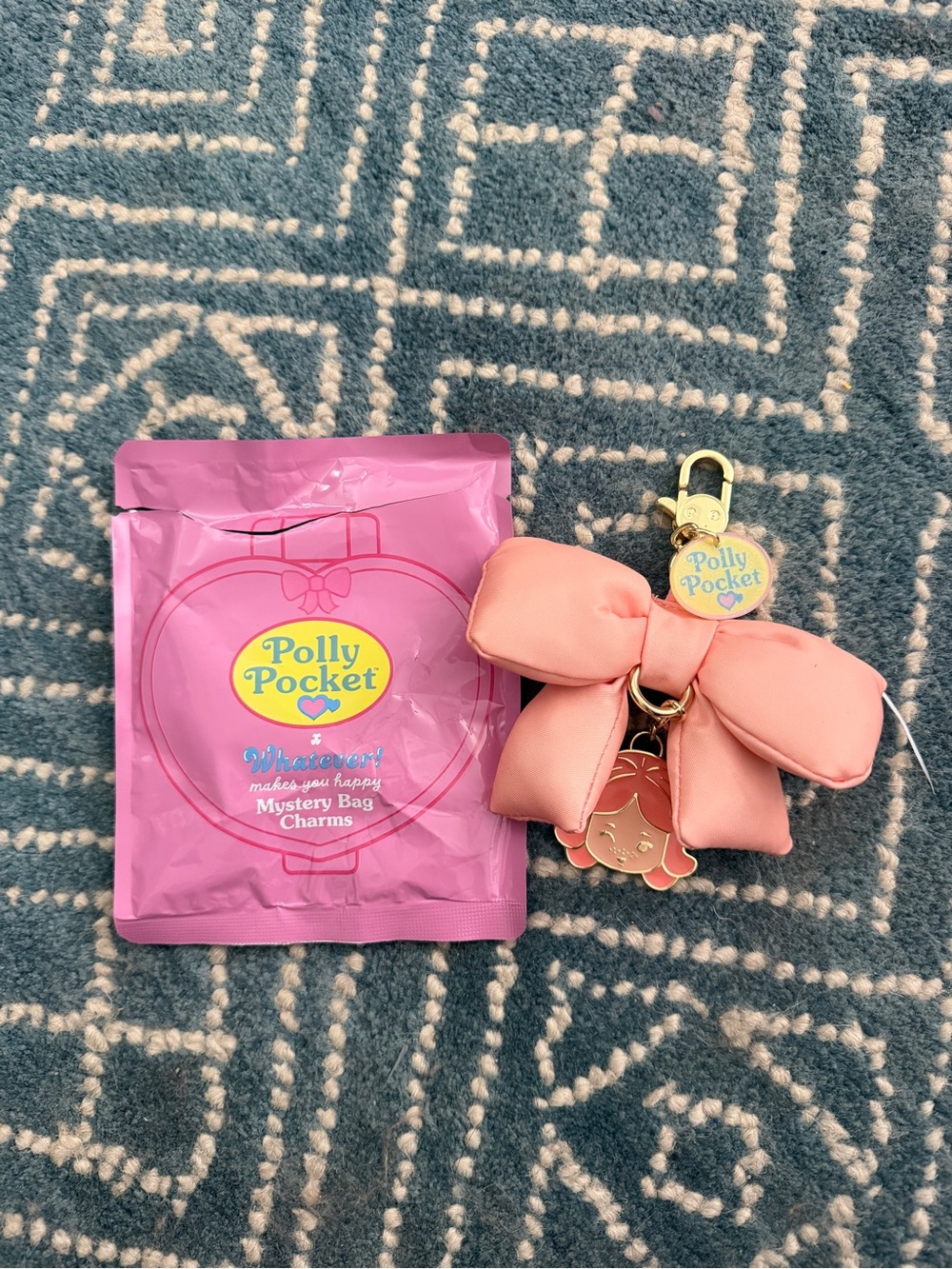 Polly Pocket Pink Bow Keychain Charm